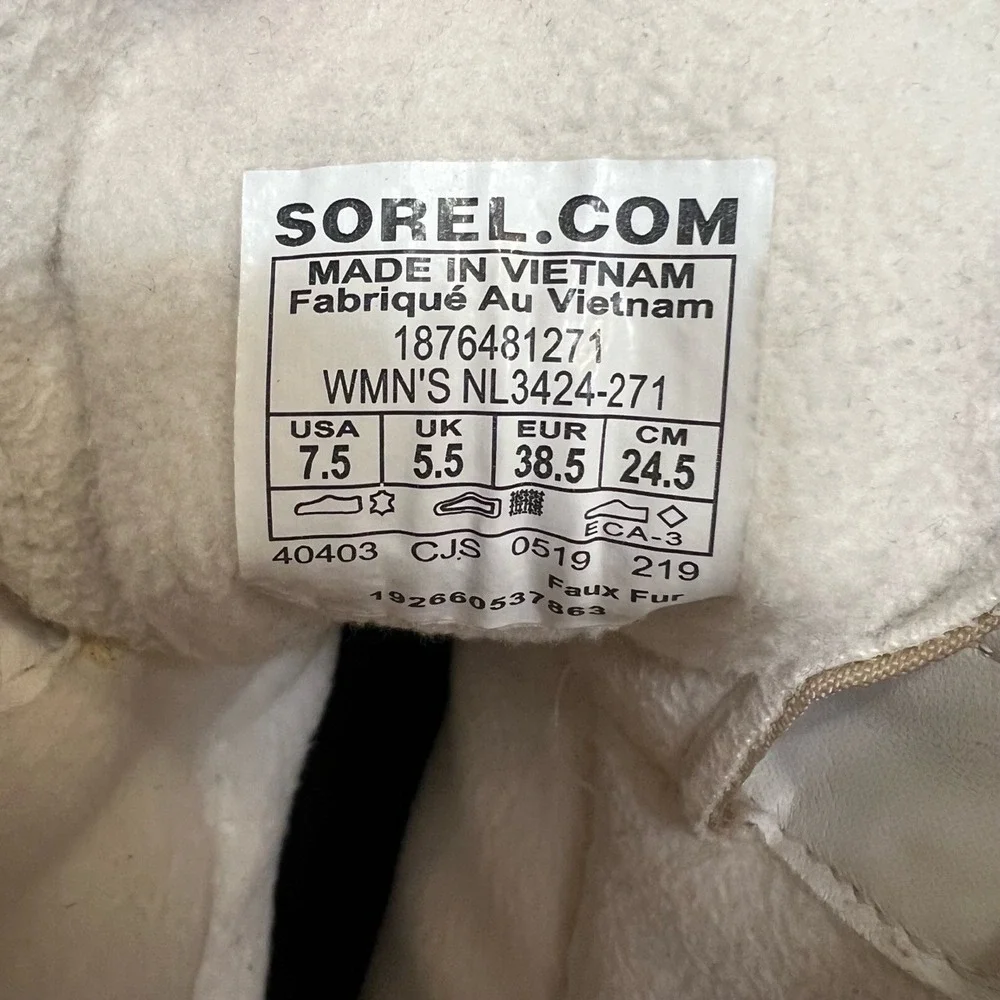 Sorel Explorer Boots Gray Suede w/ White Faux‎ Fur Size 7.5